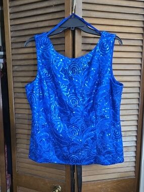 Alex Evenings Royal Blue Sequin Swirl Camisole NWOT